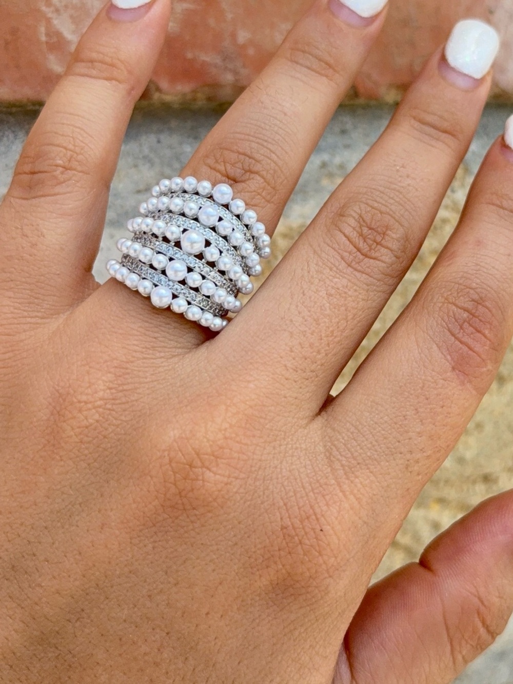Elegant Pearl Silver Ring - Picture 5 of 5
